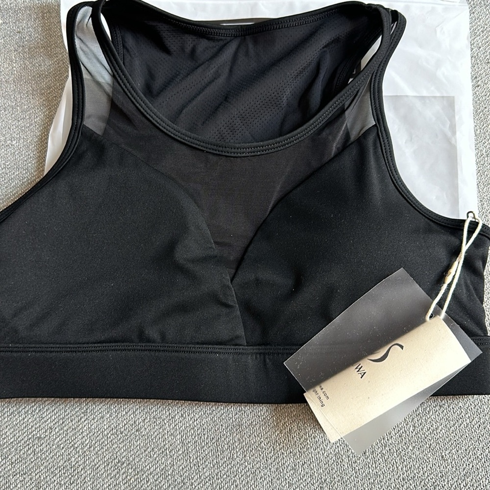 ATHLETIC wear top with sheer panel